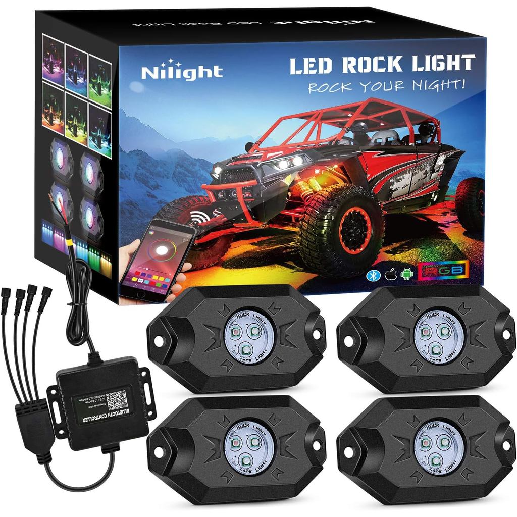 Kit De Luces De Roca LED RGB Nilight , 4 Cápsulas De Luz De Neón ...