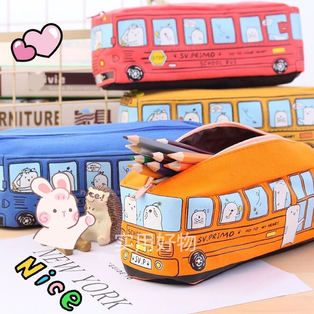 趣味 卡通 大 容量 笔 袋 铅笔 盒 汽车 学生 巴士 可爱 韩 版 Fun Cartoon Estuche De Lápices De ...
