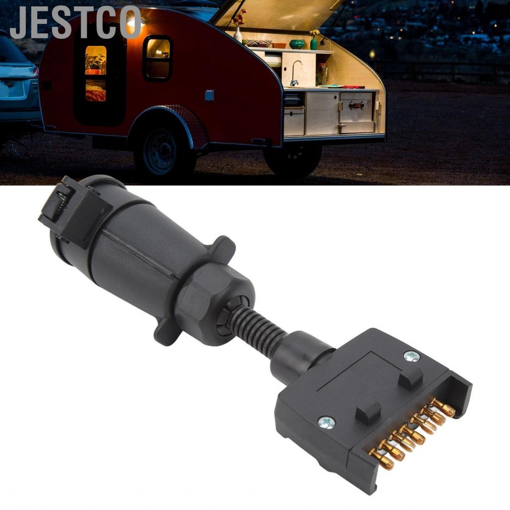 Jestco TRAILER ADAPTER PLUG 7 PIN ROUND FEMALE FLAT MALE WIRING ...