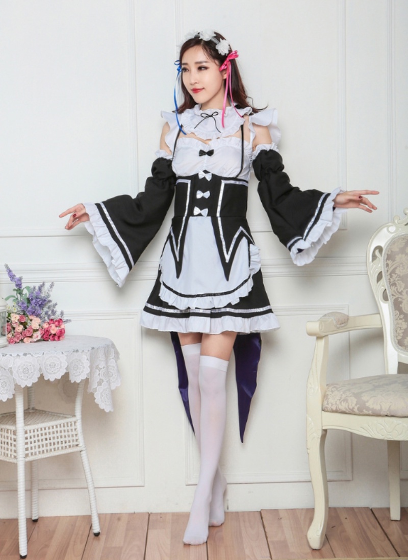 Ram Rem Cosplay Disfraz Peluca Vestido Sirvienta Anime Re:ZERO Starting  Life In Another World Maid Uniform Women Festival Fiesta Cos | Shopee  Colombia