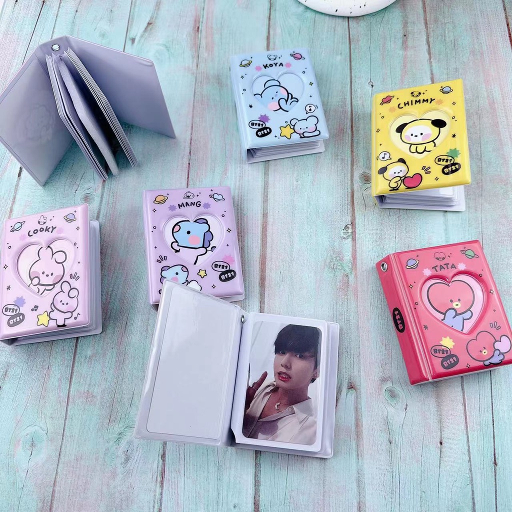 PATIKAL Mini Album Fotografico 3 Pollici Con 32 Tasche - Portafoto A Cuore Con Portachiavi - Viola, 2 Pezzi - 2