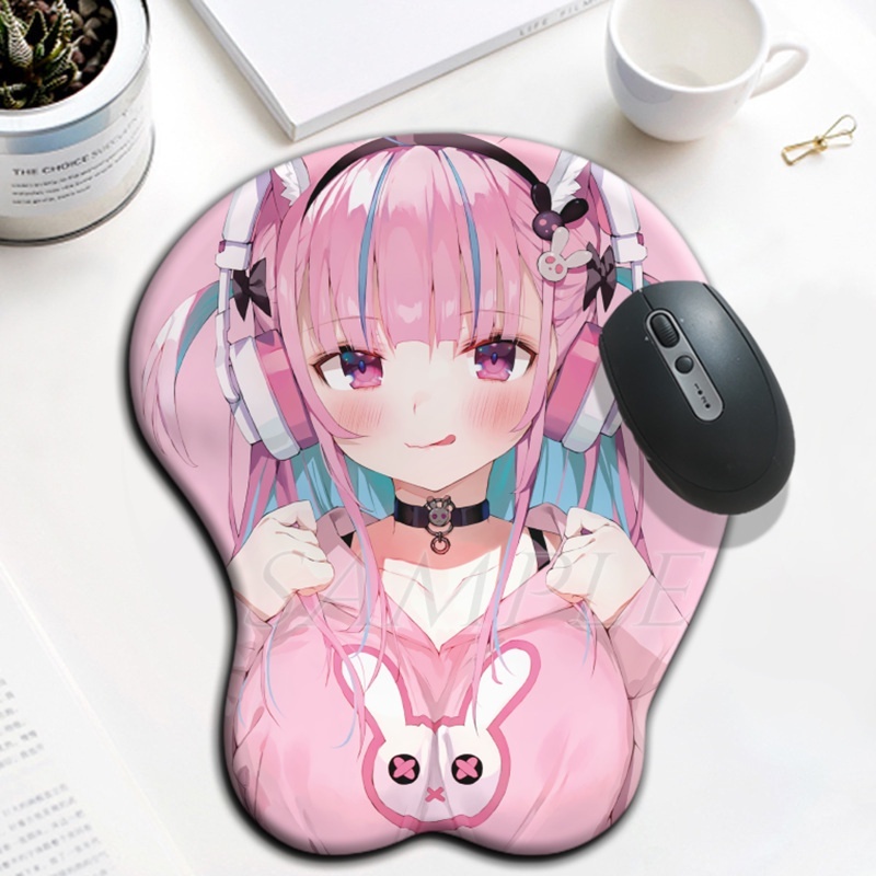 Hololive Minato Aqua 3D Oppai Mouse Pad Kawaii Anime Gaming Mousepad