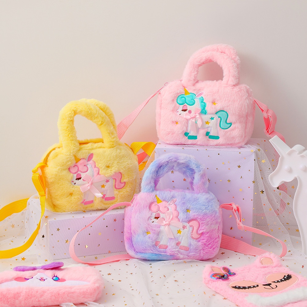 Kichvoe Bolso cruzado de unicornio con diseño de unicornio para niña,  monedero de princesa mullido y lindo monedero para niñas, color rosa