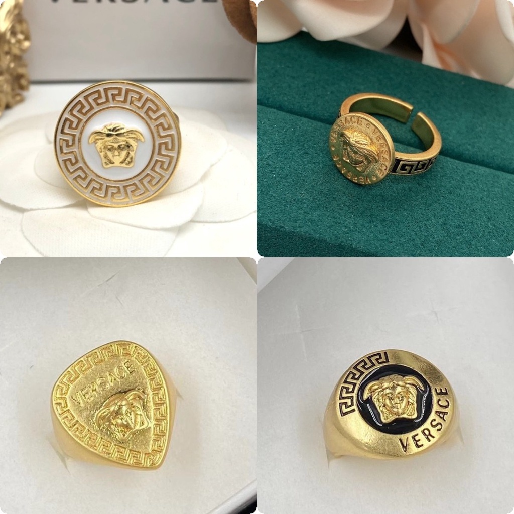 Anillo Versace Medusa Ajustable Hembra Y Hombre Chapado En Oro