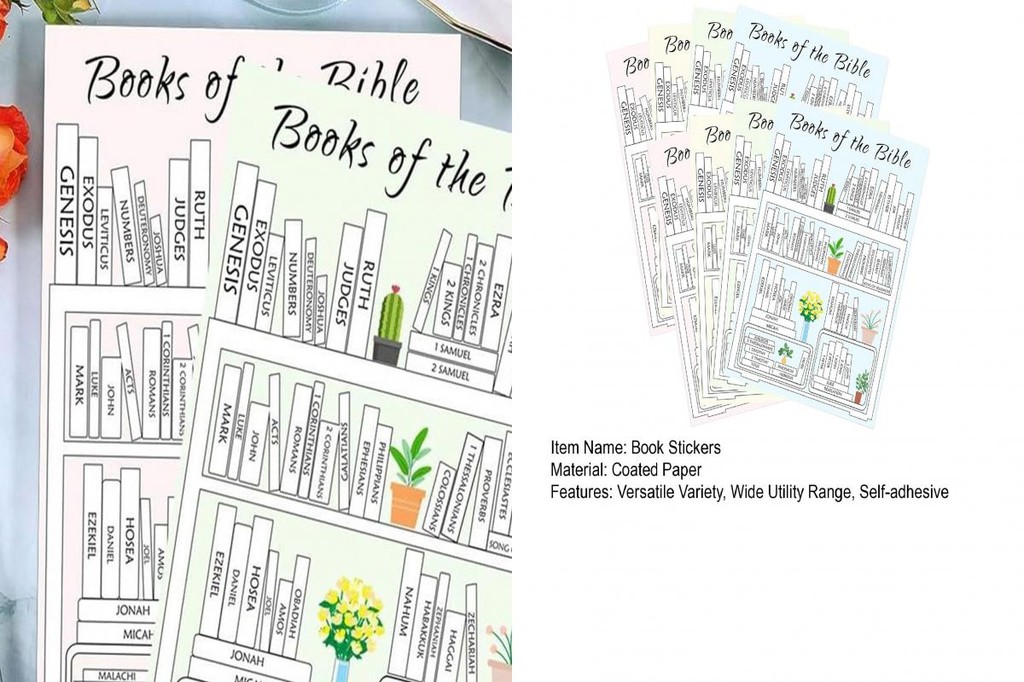Cardboard Bible Stickers Diverse Design Christian Book Set Organize ...