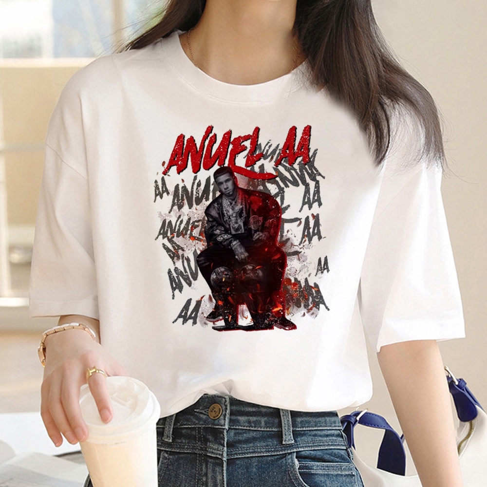 Anuel Aa Camiseta Mujeres Y2K Cómic manga Femenina Ropa Japonesa