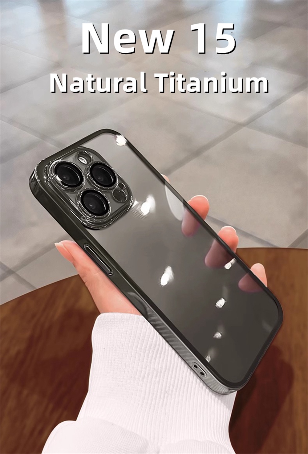 Funda De Teléfono Con Revestimiento De Titanio Natural Para IPhone 15 Pro  Max 14 Plus Transparente De Pc Dura A Prueba De Golpes