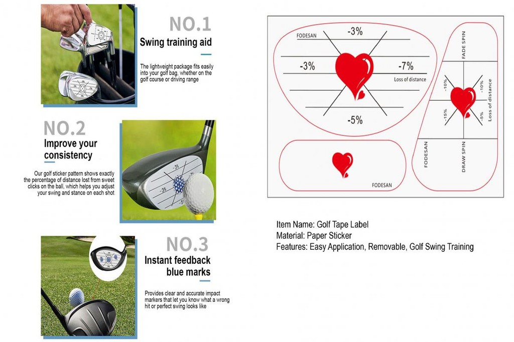 Removable Adhesive Golf Stickers Distance Loss Percentage Markers for ...