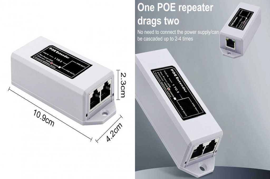 1-in 2-out Poe Extender High-speed Ethernet Repeater for Ip Security ...