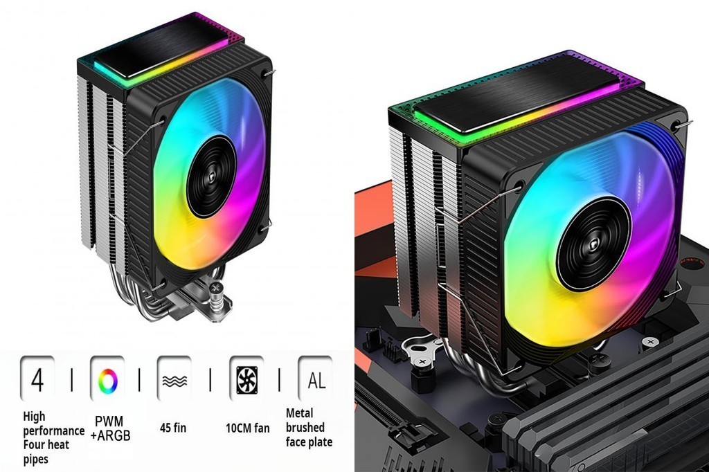 Cpu Cooling Fan Quiet Rgb Cooler for Intel Lga 1700/1200/115x Amd Am4 ...