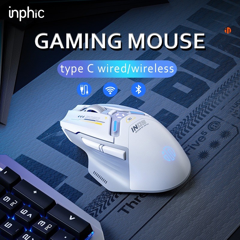 INPHIC IN9 Ratón Con Cable E Inalámbrico Recargable RGB Lighting Gaming ...