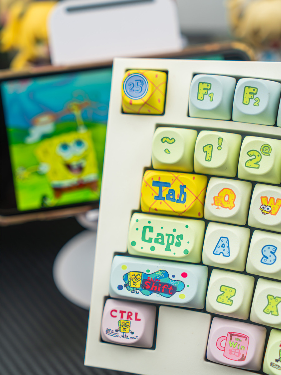 Bob Esponja SquarePants Keycap SO/Cherry Perfil 137 Teclas PBT Cinco ...