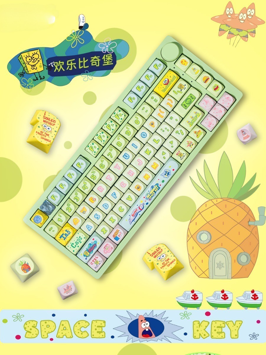 Bob Esponja SquarePants Keycap SO/Cherry Perfil 137 Teclas PBT Cinco ...