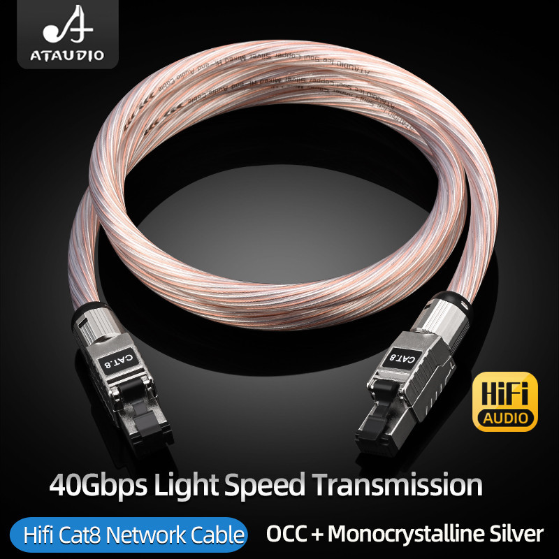 HiFi Audio Ethernet Cable CAT8 OCC Plata Mixta De Alta Velocidad 40Gbps ...