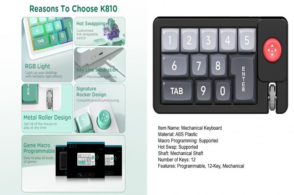 Macro Programmable Mechanical Keyboard Gaming with 12 Effects Rgb Key ...