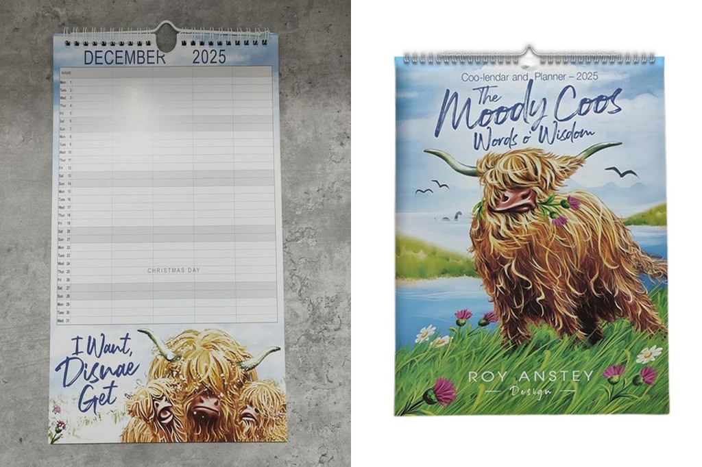 Secure Hanging Wall Calendar Highland Cattle 2025 Monthly Family ...