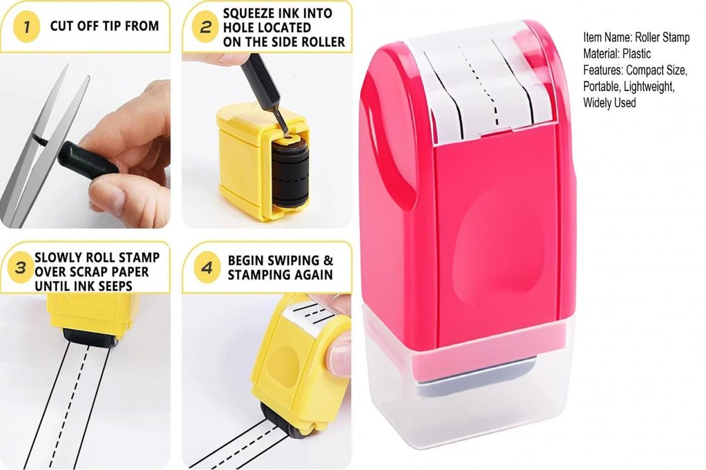 Self-inking Stamp Roller Classroom Portable Dashed Line Road for Kids ...