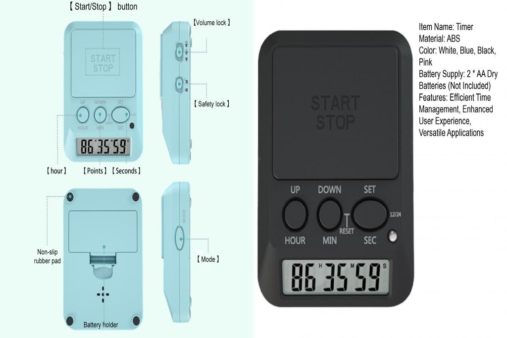 Notification Timer with Light and Beep Up Down Counting Multi-function ...