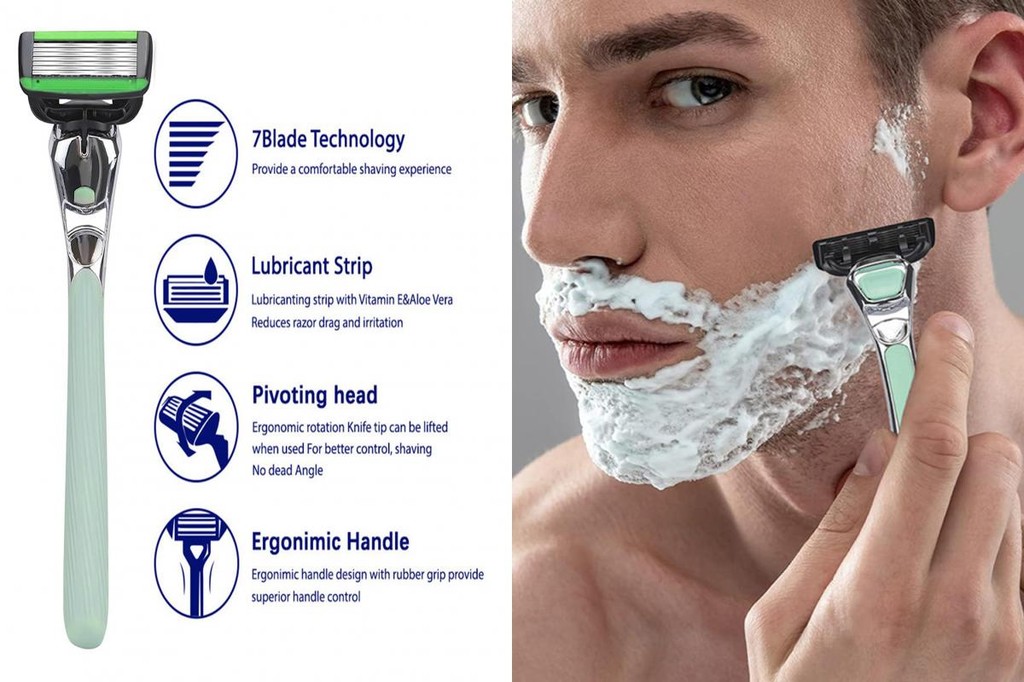 Easy-to-use Shaver 7-layer Blade Razor Set with 5 Refills Stainless ...