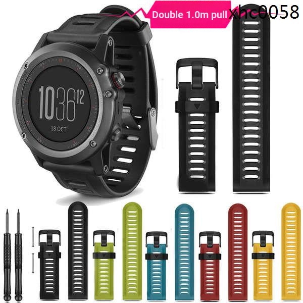 Para Garmin Fenix 5 22 mm correa de reloj de silicona deportiva de dos  colores (verde militar + negro)