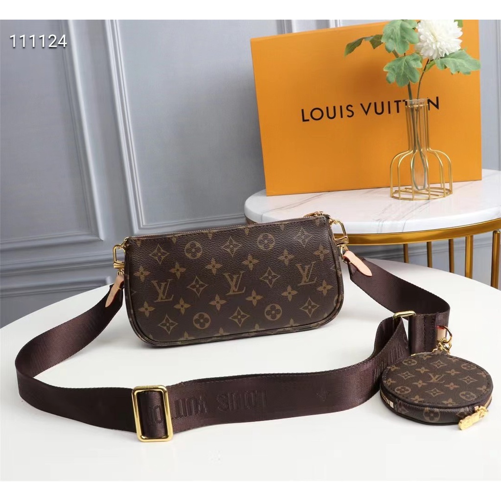 ₪ ♘ ⊙ ☬ ♀ ☸ Louis Vuitton Original Auténtico Bolso De Hombro , LV Classic  Mujer Tres En Uno Mensajero , Cadena [Con Caja] 9AXD