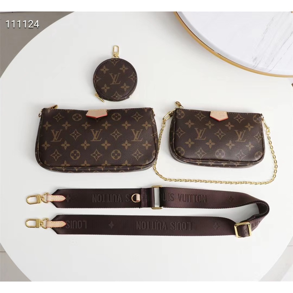 ₪ ♘ ⊙ ☬ ♀ ☸ Louis Vuitton Original Auténtico Bolso De Hombro , LV Classic  Mujer Tres En Uno Mensajero , Cadena [Con Caja] 9AXD