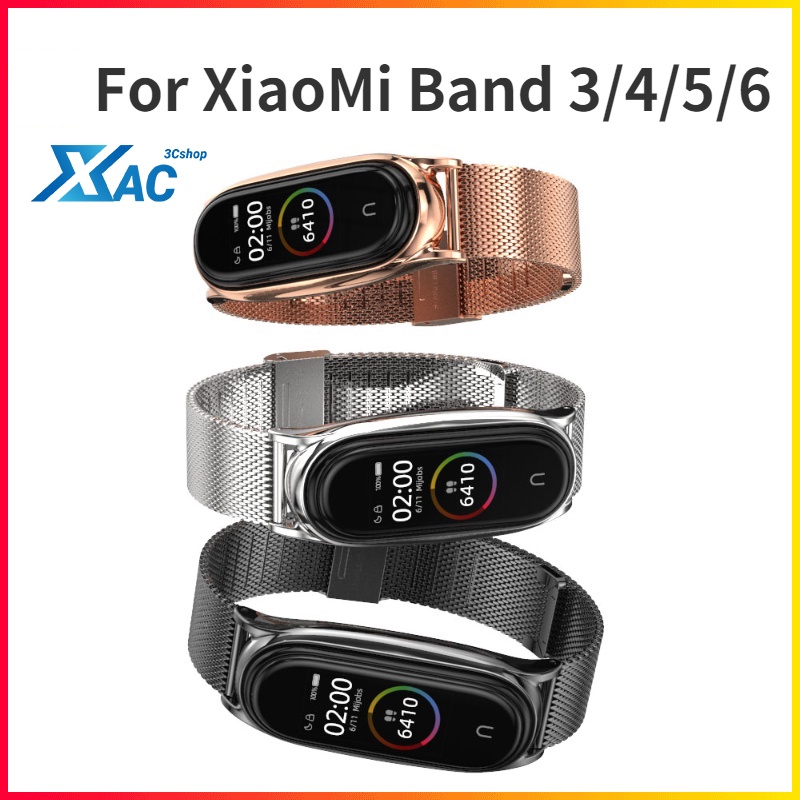  MIJOBS Banda para Xiaomi Mi Band 6 Correa Mi Band 5 Mi Band 4 Mi  Band 3 Banda de repuesto Banda de reloj de metal de acero inoxidable para Mi  Band